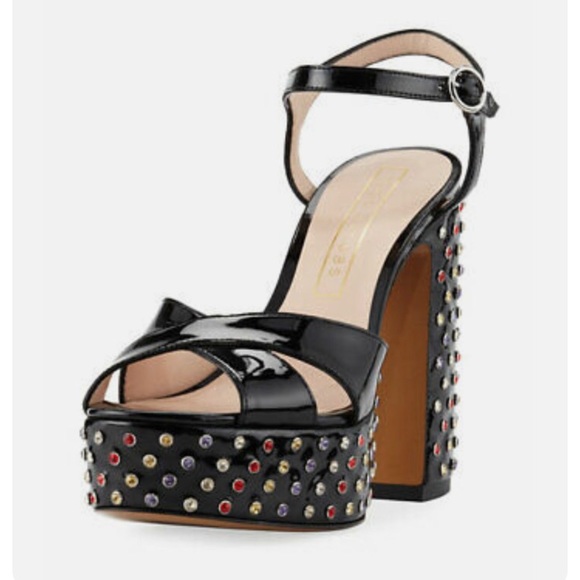 Marc Jacobs Patent  Disco Bling Sparkle Glam Studded Mary Jane Leather heels - Picture 4 of 9